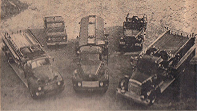 Engine 21, Jeep 2, Tanker 2, Brush 2, Engine 23 (left to right) pic taken from the Enterprise newspaper in 1970