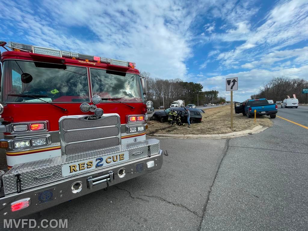 Firefighters operate on a MVC on Three Notch Road