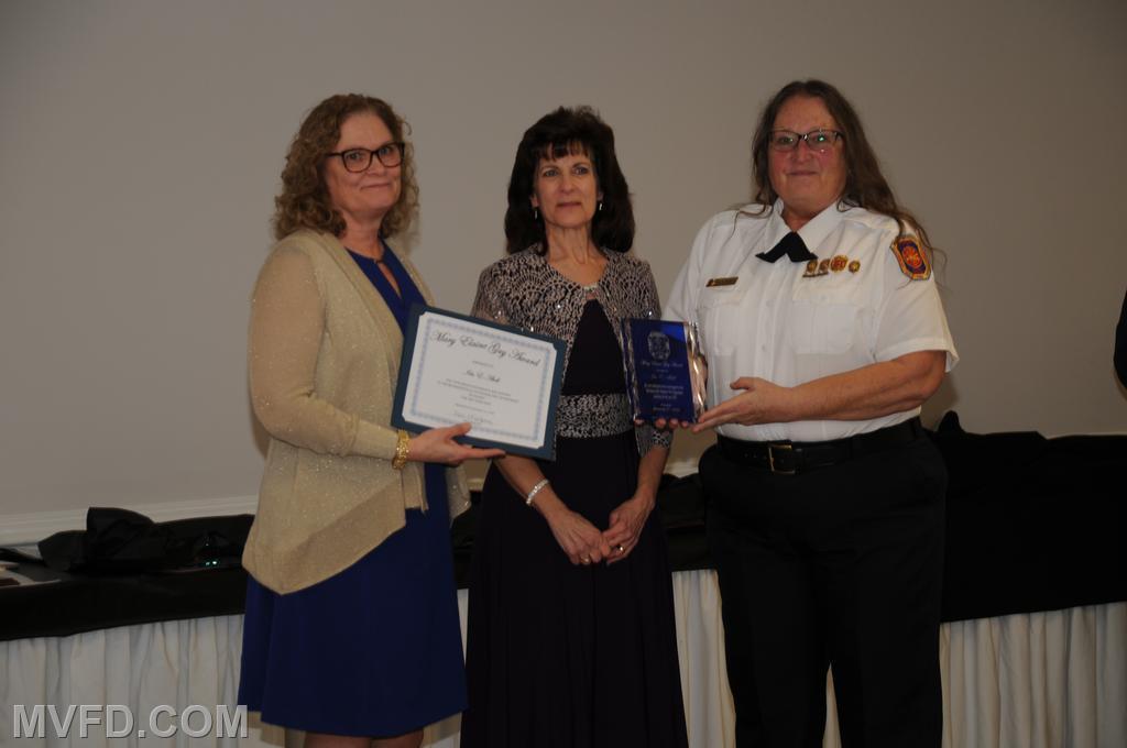 Ida Abell presented with the Mary Elaine Guy Award.  Valerie Guy (left) Diane Lacey (right).