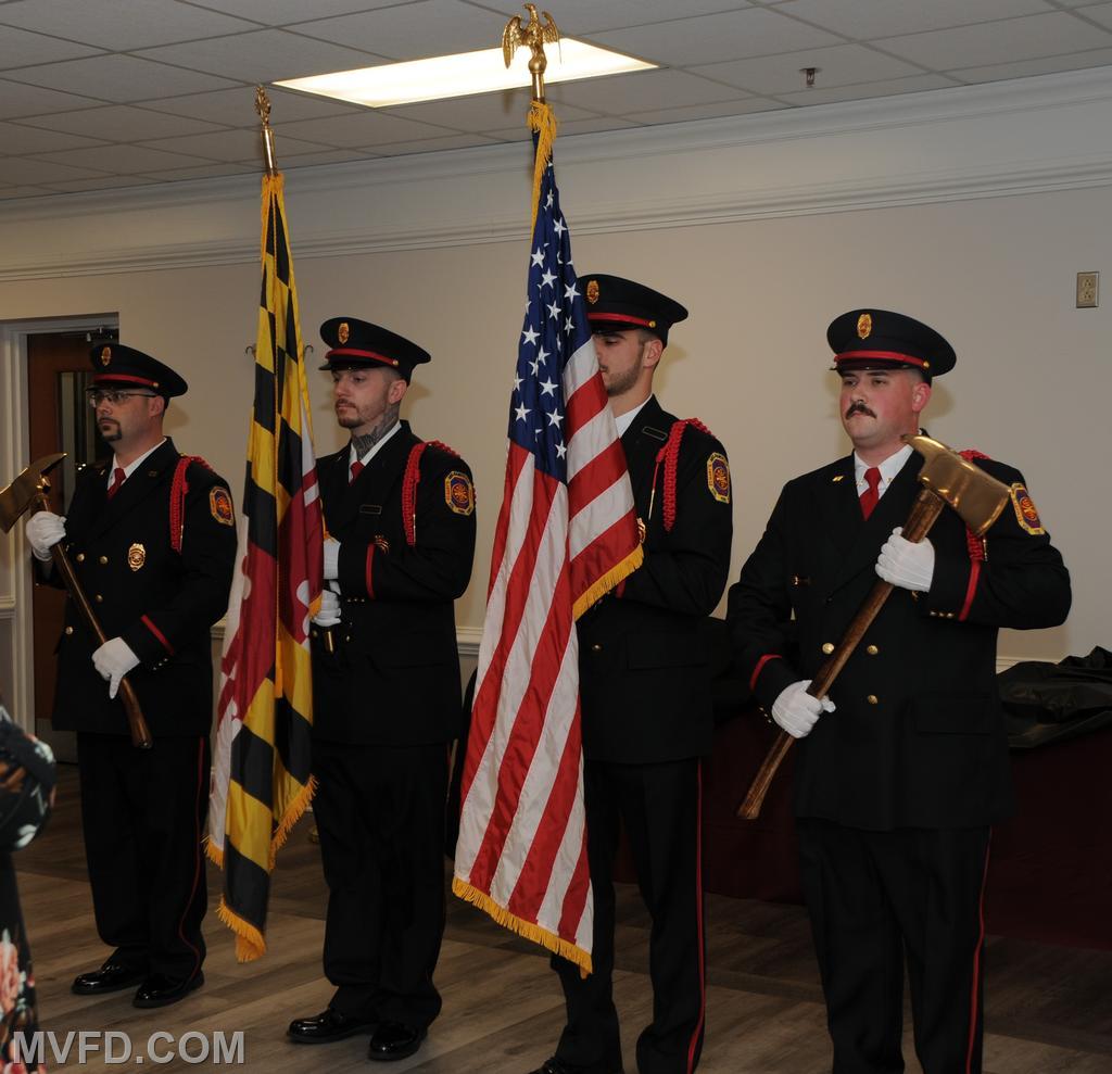 MVFD Honor Guard:  Robert Barnes, Craig Polk, Jake Senatore, Daniel Busl presenting our flags.