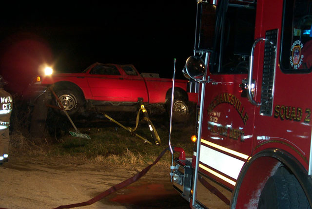 Firefighters used Paratech Struts to stabilize the vehicle