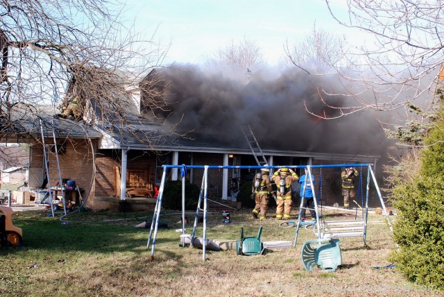 Firefighters work to contain this blaze off of Bushwood Road in Station 5's first due
