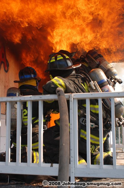 A crew moves in on a good fire